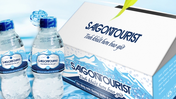 Bao b&igrave; nước suối Saigontourist
