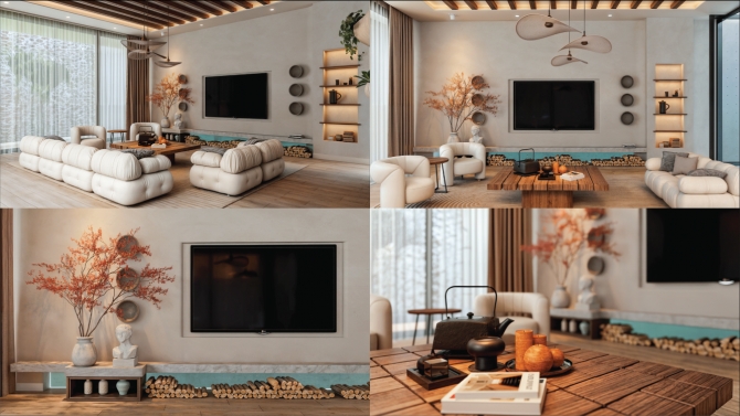 Ph&ograve;ng kh&aacute;ch_Villa Japandi