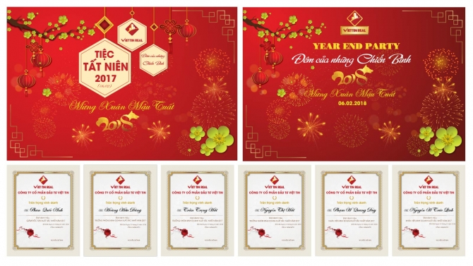 Backdrop cuối năm c&ocirc;ng ty Viettin Real
