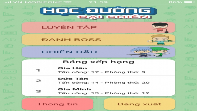 Thiết kế giao diện Mobile App - School War