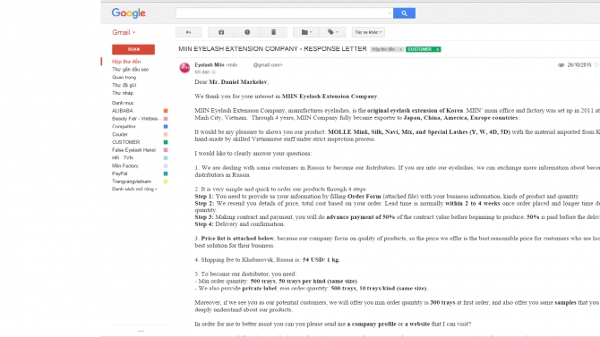 Trao đổi email tiếng Anh