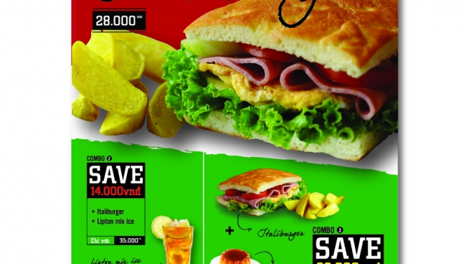 Menu A4 cho nh&agrave; h&agrave;ng Pizza Hoa &Yacute;