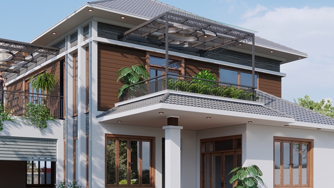 biệt thự 2 tầng m&aacute;i nhật