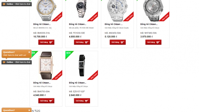 Thiết kế lập tr&igrave;nh website b&aacute;n đồng hồ citizen
