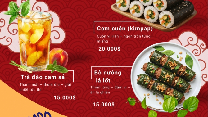 Thiết kế menu ẩm thực hội Xu&acirc;n gian h&agrave;ng của học sinh