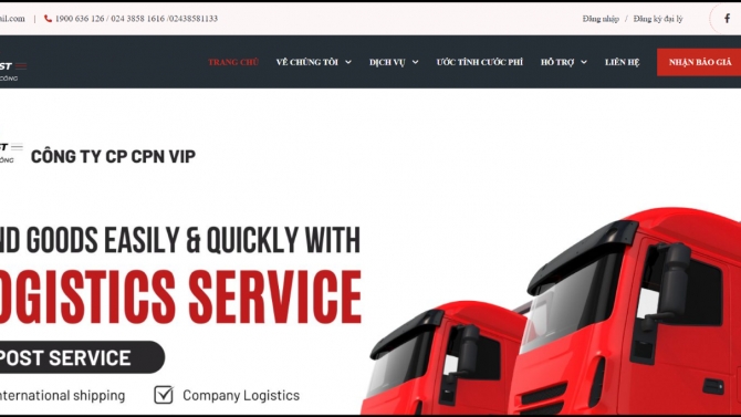 Website v&ecirc;̀ lĩnh vực v&acirc;̣n chuy&ecirc;̉n VipPost