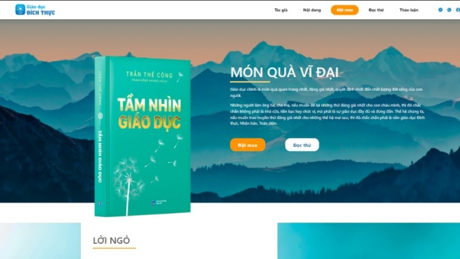 Thiết kế Landing Page cho s&aacute;ch Tầm nh&igrave;n Gi&aacute;o dục