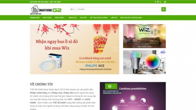 Thiết kế website b&aacute;n b&oacute;ng đ&egrave;n & thiết bị điện