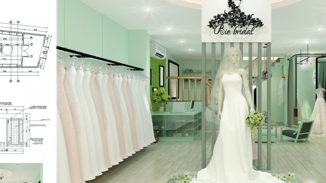 Thiết kế nội thất cửa h&agrave;ng &aacute;o cưới