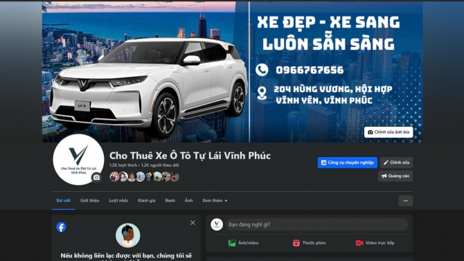 X&acirc;y dựng Page cho dịch vụ cho thu&ecirc; xe tự l&aacute;i