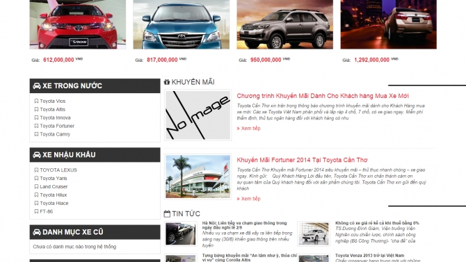 Website b&aacute;n xe toyota lexus