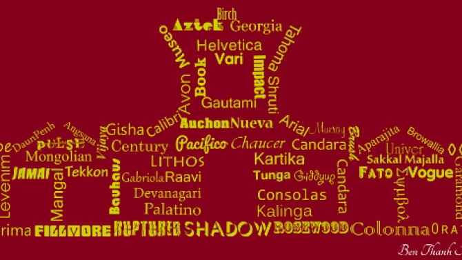 Banner chợ Bến Th&agrave;nh bằng typography