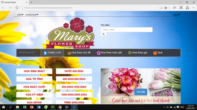 thiết k&ecirc; website b&aacute;n hoa
