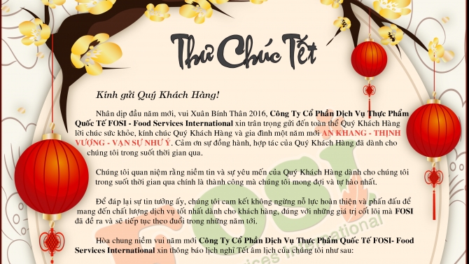 Thư ch&uacute;c tết