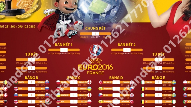 Lịch b&oacute;ng đ&aacute; euro france 2016
