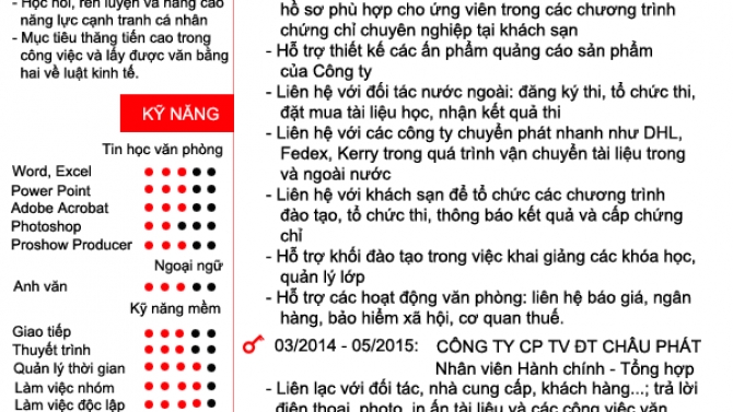 Hồ sơ năng lực c&aacute; nh&acirc;n