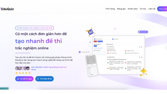 Website thi & luyện trắc nghiệm eduquiz