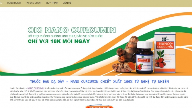 Design website b&aacute;n thuốc Nano curcumin