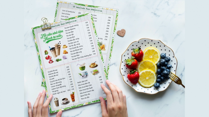 Menu Tr&agrave; sữa Nh&atilde; Uy&ecirc;n