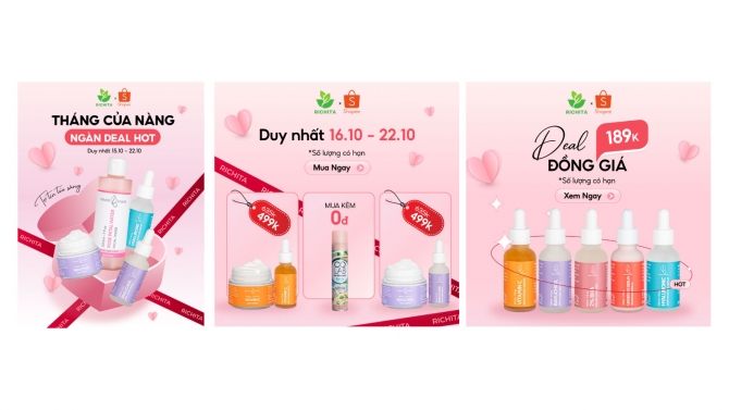 Banner quảng c&aacute;o của thương hiệu RICHITA tr&ecirc;n s&agrave;n thương mại điện tử