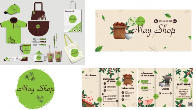 Thiết kế bộ nhận dạng thương hiệu, Logo, Brochure, Banner, Ảnh đại diện Brand May Shop