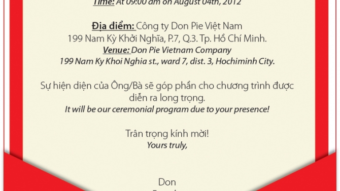 Thiết kế thư mời khai trương tiệm b&aacute;nh Donpie