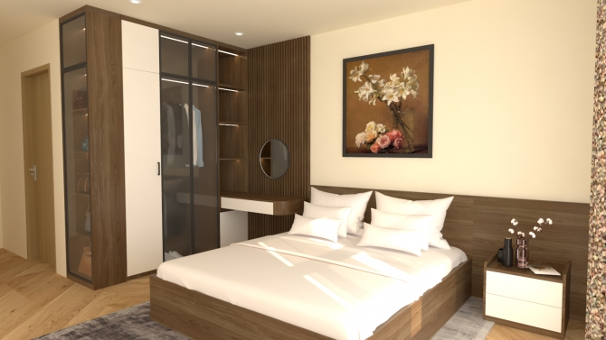 Thiết kế 3D ph&ograve;ng ngủ