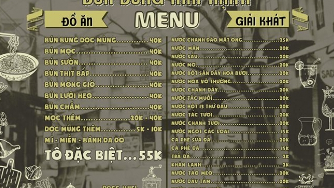 Menu qu&aacute;n ăn