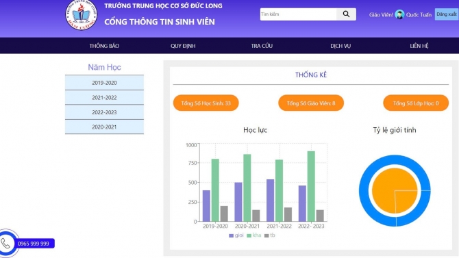 Thiết kế web quản l&yacute; học sinh