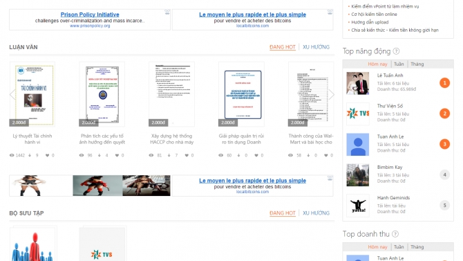 Thiết kế website t&agrave;i liệu