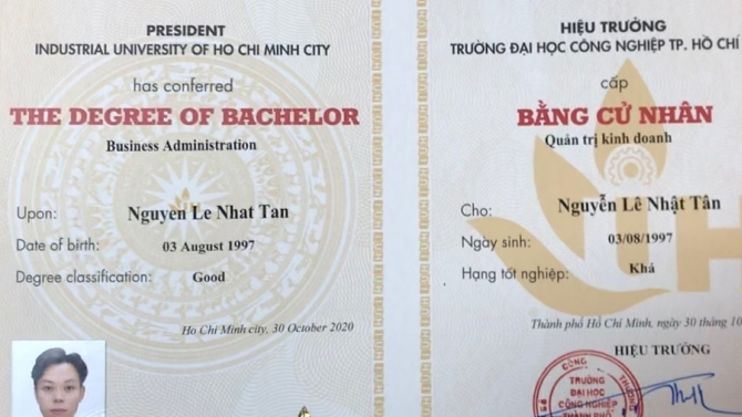 Bằng tốt nghiệp Đại Học C&ocirc;ng Nghiệp TPHCM