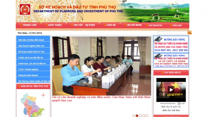Dự &aacute;n website, trang th&ocirc;ng tin điện tử Sở kế hoạch