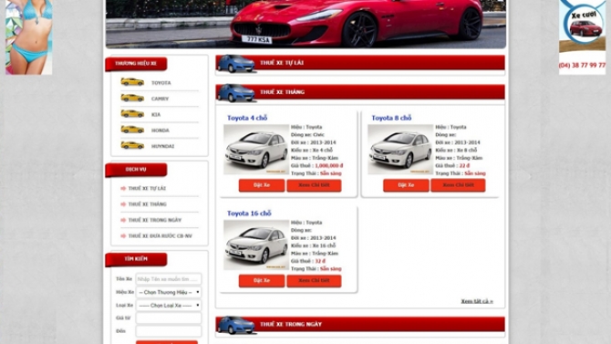Website Cho thu&ecirc; xe online