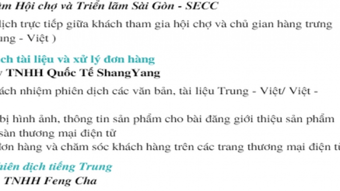 Phi&ecirc;n dịch Trung - Việt/ Việt - Trung