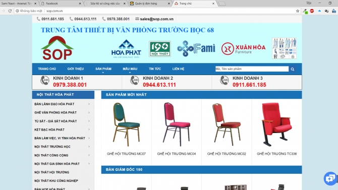 Website b&agrave;n ghế, nội thất