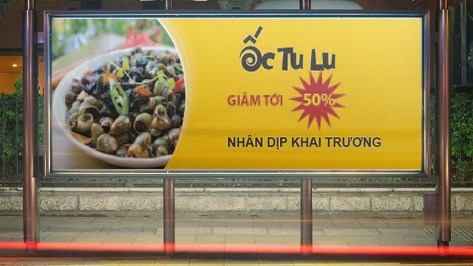 Thiết kế banner cho qu&aacute;n Ốc Tu Lu