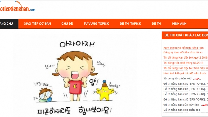 Website học tiếng h&agrave;n online