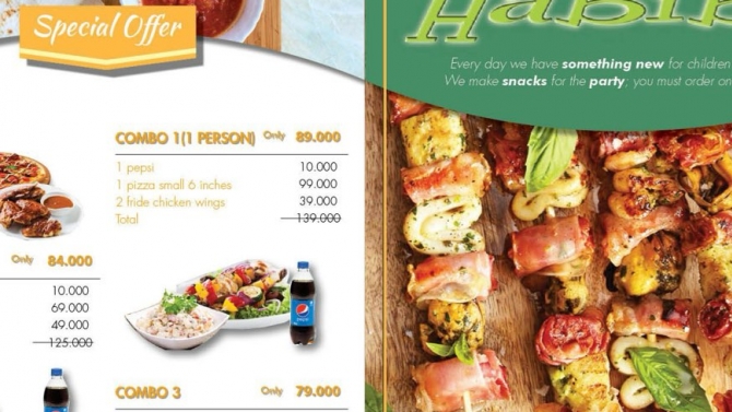 Thiết kế menu cho qu&aacute;n Habibi