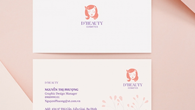 Thiết kế Logo v&agrave; Card visit cửa h&agrave;ng mỹ phẩm D' Beauty