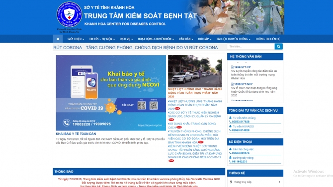 Website tin tức trung t&acirc;m kiểm so&aacute;t dịch bệnh kh&aacute;nh h&ograve;a