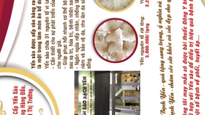 Flyer sản phẩm Yến S&agrave;o Bạch Yến