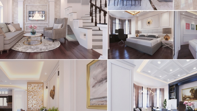 Thiết kế nội thất biệt thự phong c&aacute;ch t&acirc;n cổ điển