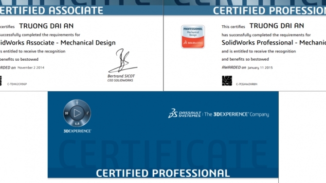 Chứng chỉ Solidworks