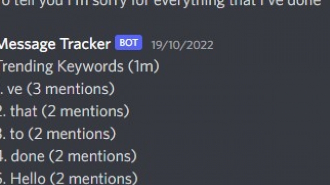 NodeJS Backend Developer - Discord Bot Message Tracker