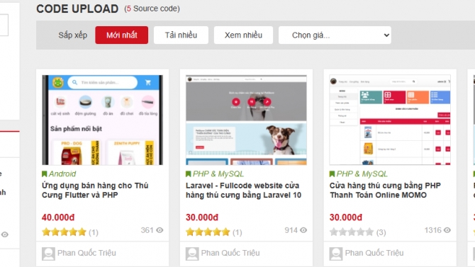 Fullcode website cửa h&agrave;ng th&uacute; cưng bằng Laravel