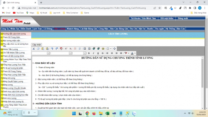 web quản l&yacute; hệ thống tiền lương, vật tư