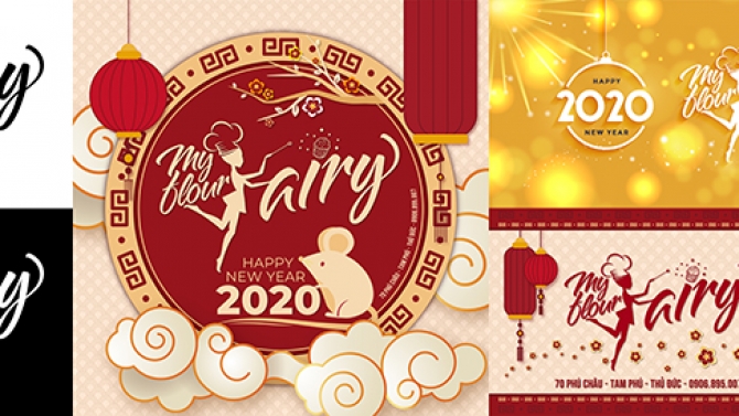 Logo cửa h&agrave;ng b&aacute;nh ngọt + tr&agrave; sữa