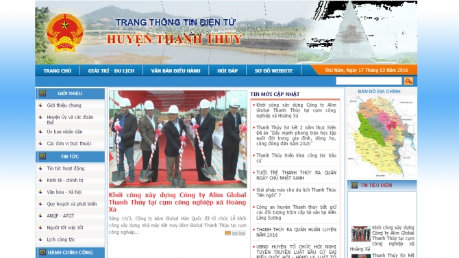 Dự &aacute;n website, trang th&ocirc;ng tin điện tử thanh thủy