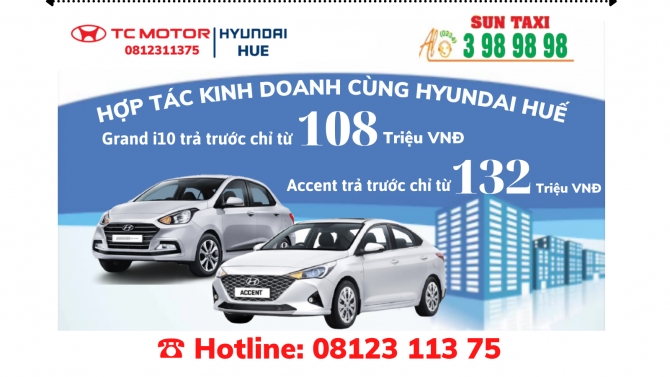 Thiết kế banner Hyundai Huế hợp t&aacute;c Suntaxi