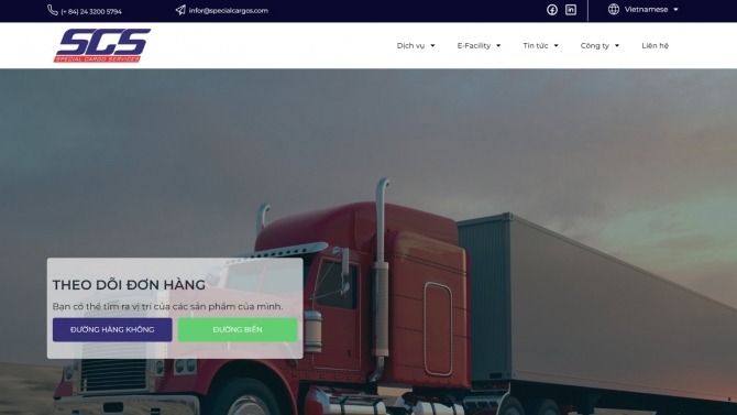 Thiết kế website c&ocirc;ng ty vận tại quốc tế Specialcargos